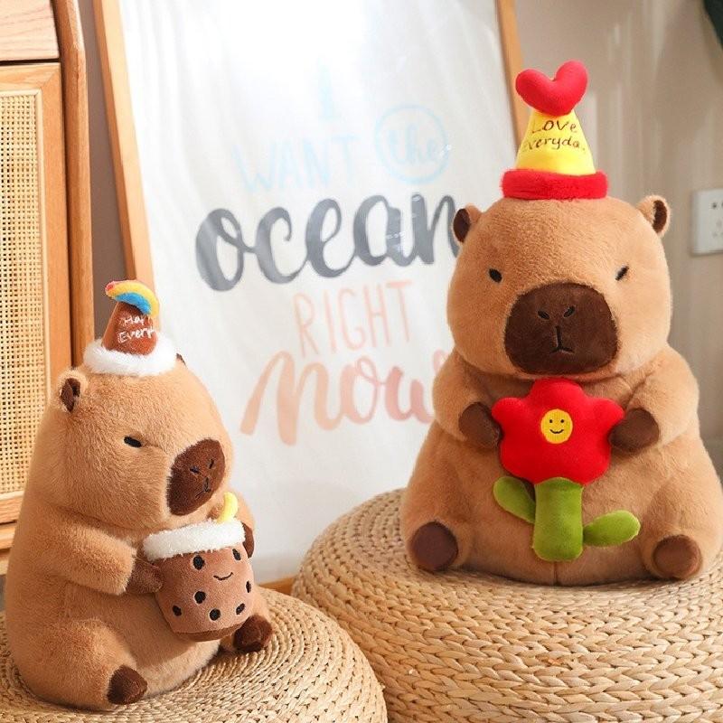 Adorable Capybara Plush Toy With Cartoon Flower Design For Cozy Home Decor