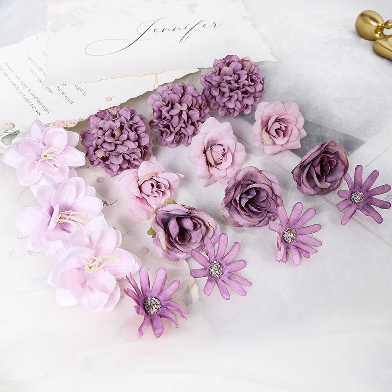 Rose Mixed Artificial Flowers Wedding Marriage Decoration Fake Flower for Home Room Decor DIY Crafts Gifts Garland Accessories