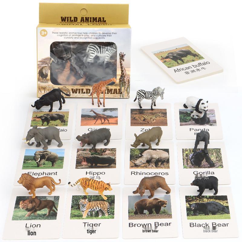 Children's Educational Learning Cards: 12 Types of Hand-Painted Dinosaur and Marine Animal Models