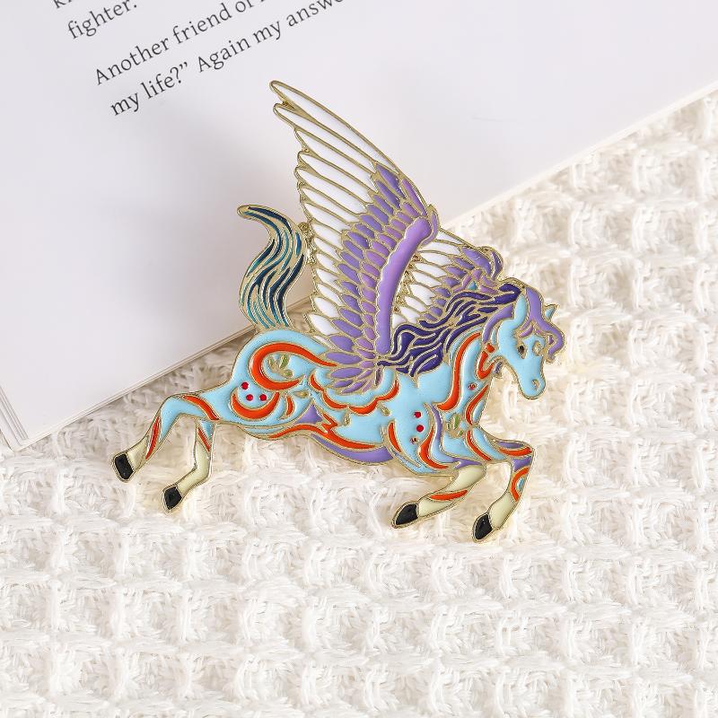 Fashion Zodiac Colorful Flying Horse Brooches For Women Clothing Coat Accessries Gifts