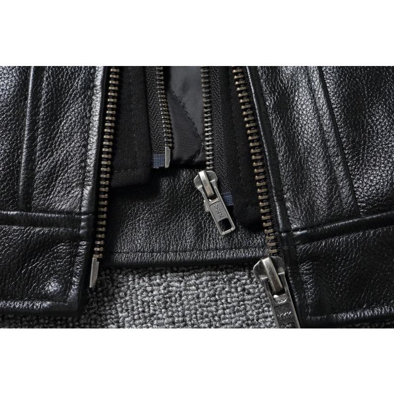 Chinese Size Removable Hooded Leather Jacket Men Genuine Cowhide Leather Coat Slim Biker Clothing Mens Coat Winter Veste Cuire Homme