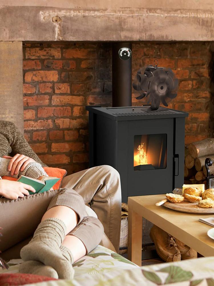16 Blades Heat Powered Fireplace Fan Double Sided Log Wood Burner Ecological Efficient Home Heat Distribution Quiet Stove Fan