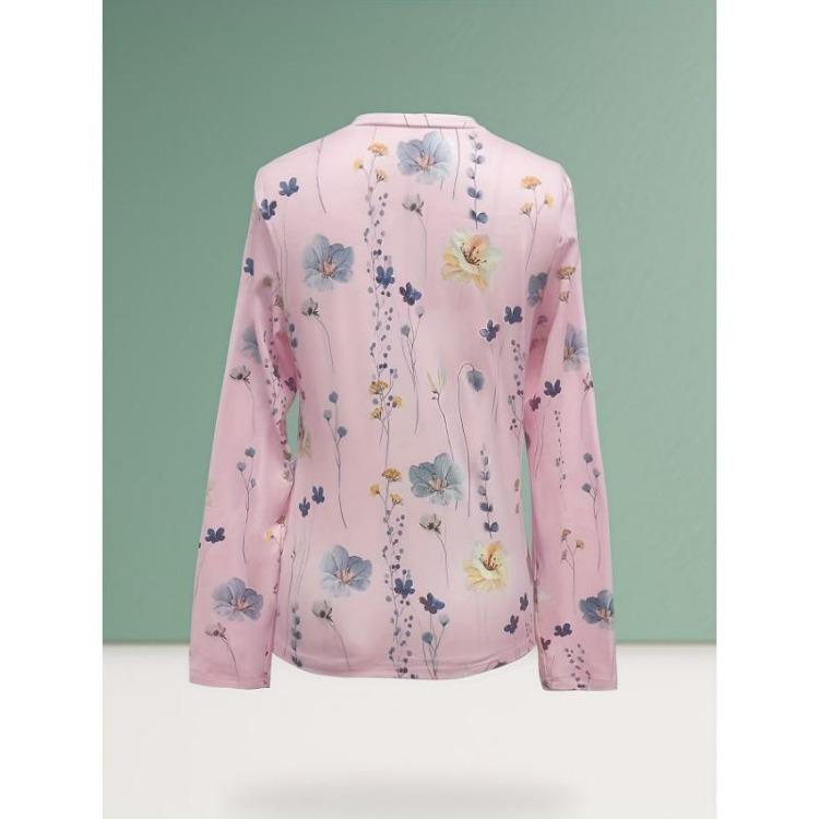 Primăvară Toamnă Haine Damă Imprimeu Floral Casual Mânecă Lungă Gât Rotund