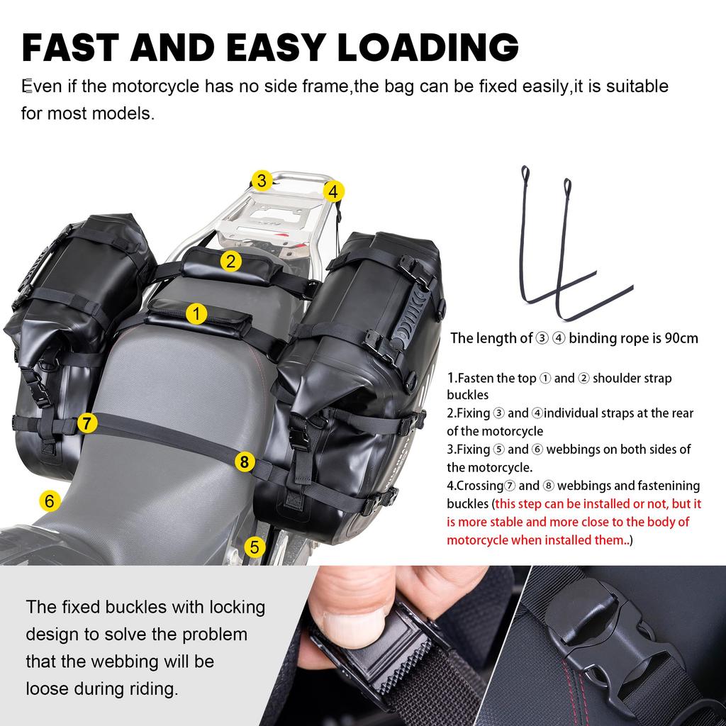 WILD HEART Motorcycle Waterproof 36L X Side Pannier Trunk Accessories X Saddlebags, (18L 2) Bags, (18L 2, TPU)