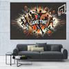2D Game Time Basketball Splash Tapestry Sports Fan Wall Hanging Cloth