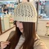 Ins Hollow Knitted Hat Women's Autumn and Winter New Warm Wool Hat Showing Face Small Versatile Cold Hat Headhat