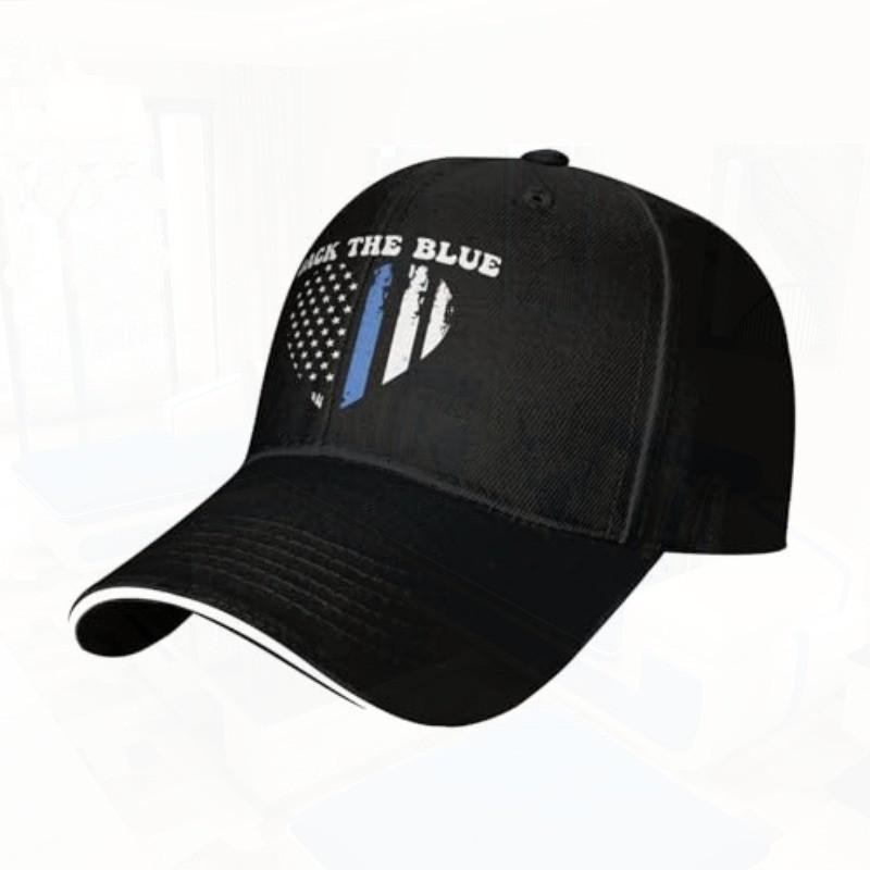 Back The Blue Support Police Heart American Flag Baseball Cap Adjustable Polyester Outdoor Sports Headwear Adjustable