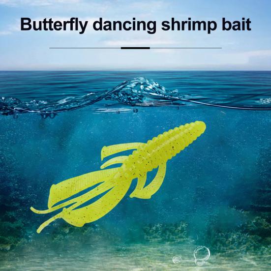 Shrimp Lure Fishing Bait with Twin Ridge Tails Realistic Looking Bright Color Portable Soft Bait Artificial Shrimp Lure