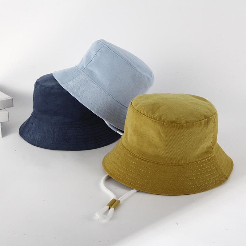 New Korean Style Cream Color Children's Fisherman Hat For Fall Outings Boys And Girls Sun Hat With Flat Top