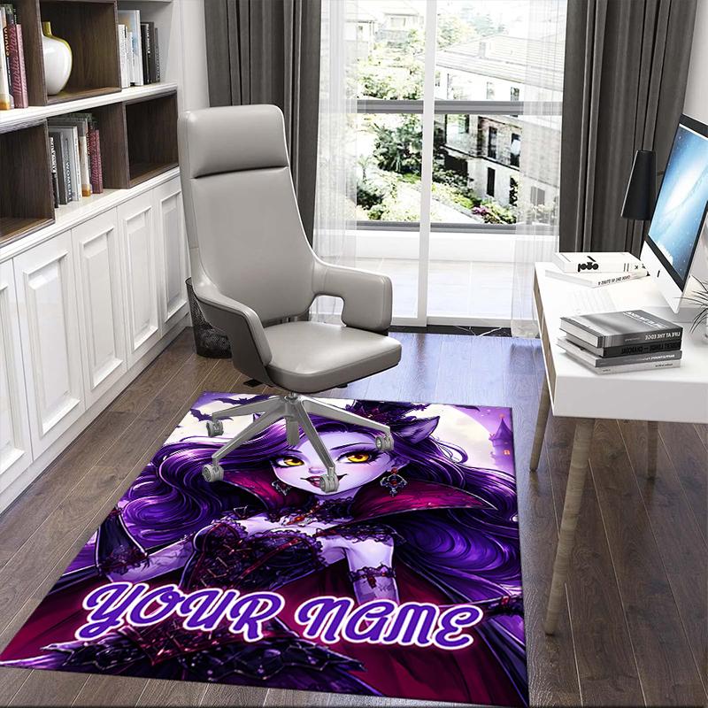 1PC Custom Name Vampire Fantasy Portrait Theme Floor Mat Ideal for Living Room, Game Rooms, Office, Bedroom,Floor Mat Playful Design