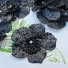 Schwarz Weiß Pailletten Blumen Applikationen 3D Perlen Bekleidungszubehör Aufkleber Spitze Aufnäher Handgemachte Dekoration Applikation