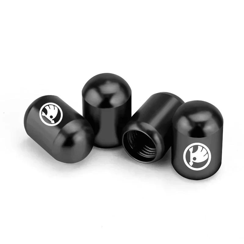 LAX4 Car Air Valve Tyre Stem Caps Ccover Decor Parts for Skoda Rapid Yeti Karoq Fabia 2 Superb Felicia Kodia Kamiq Octavia A7 Tour