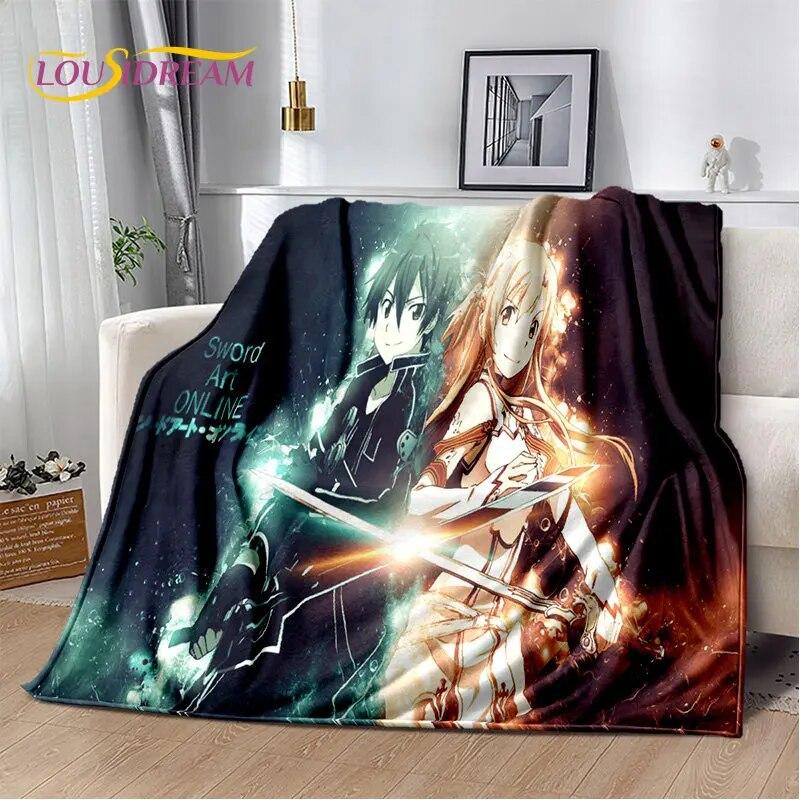 Sword Art Online SAO Anime Cartoon Soft Plush Blanket,Flannel Blanket Throw Blanket for Living Room Bedroom Bed Sofa Picnic Kids