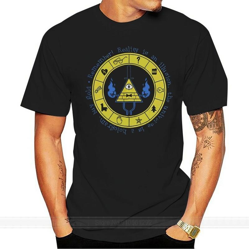 

S3XL Cool Casual Tee Shirt male brand teeshirt men summer cotton t shirtNeu Gravity Fall Bill Cipher Zodiac Wheel Logo TShirt S