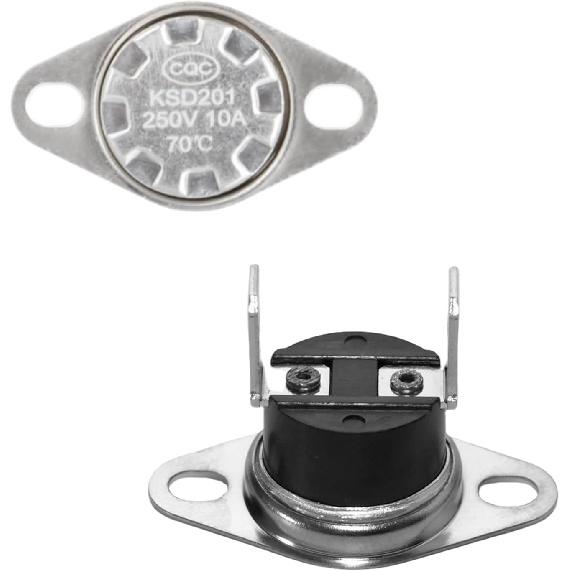 2-Pack KSD201 70-0°C Thermostat Thermal Fuse Switch for GE Microwave, Normally Closed Temperature Control for Microwave Ovens, Water Heaters, and