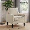 Accent Chair, Removable Pillow Linen Armchair with Comfy Spring Cushion for Living Room, Bedroom, Study, Cream