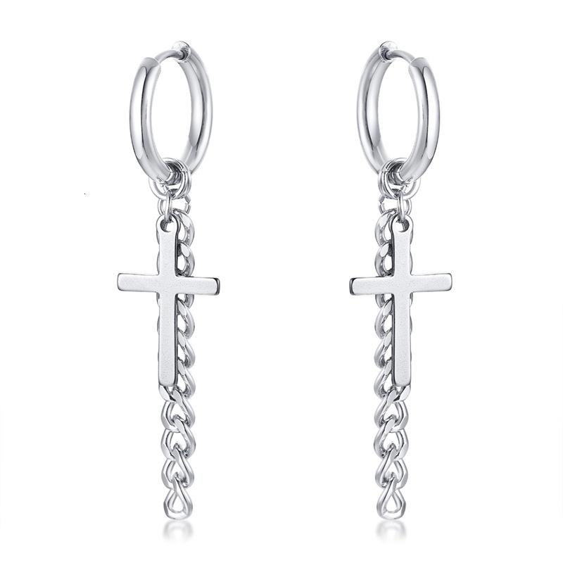 Drop Cross Earring Mens Egyptian Ankh Michael Hang Dangle Earrings Black Stainless Steel Male Punk Jewelry