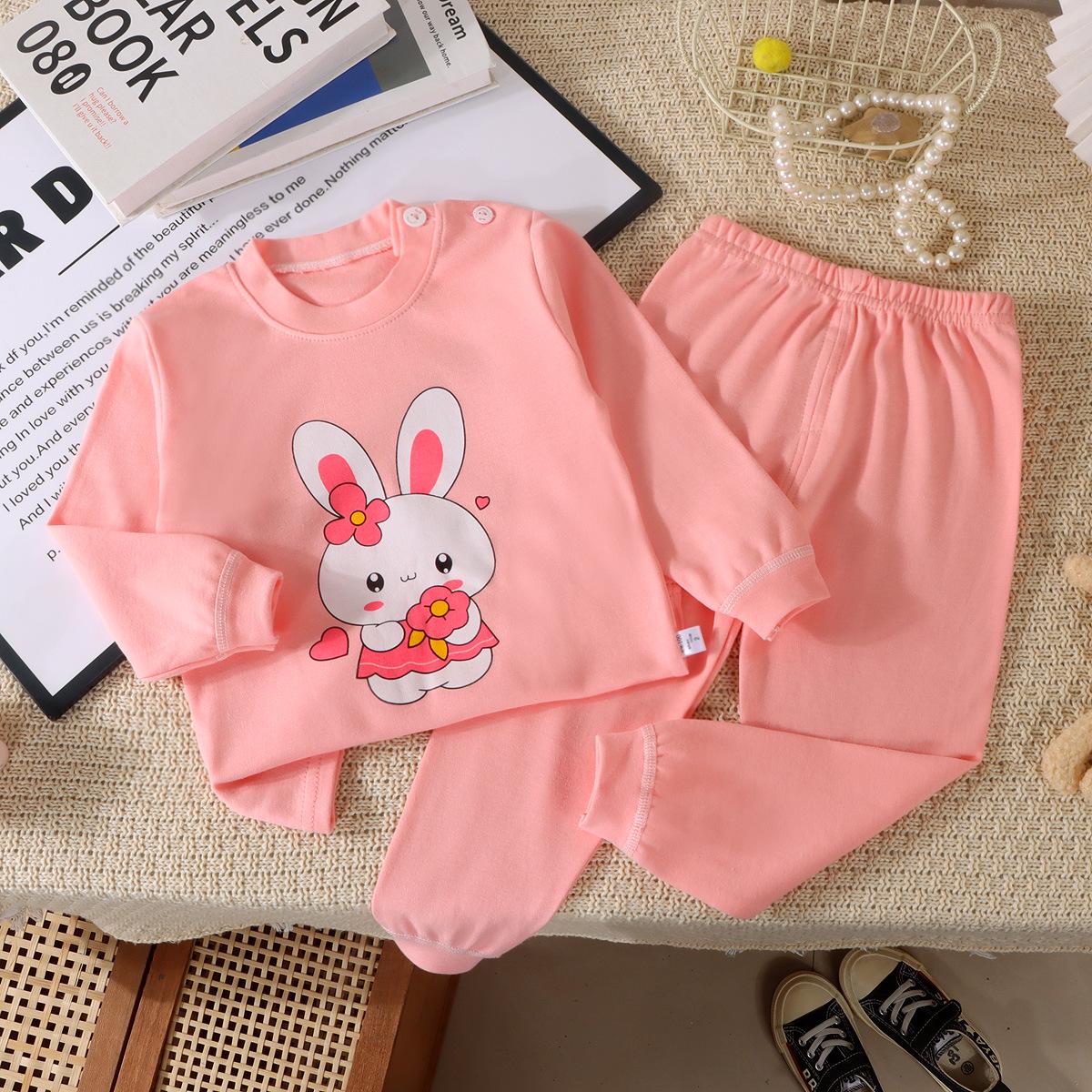 

Детское нижнее белье из чистого хлопка и пижамный комплект - Новый стиль для мальчиков и девочек, Удобная домашняя одежда для осени 80 cm