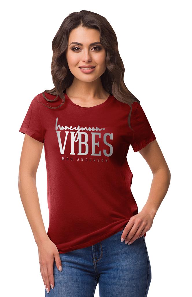 Inkdotpot Personalized Womens Tshirt Top Honeymoon Vibes Mrs Wedding  Announcement