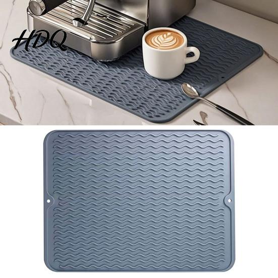Durable Kitchen Drying Mat Silicone Dish Mat Heat Resistant Counter Heatproof Table Trivet Waterproof Placemat Utensil Drainer for Dining Table,
