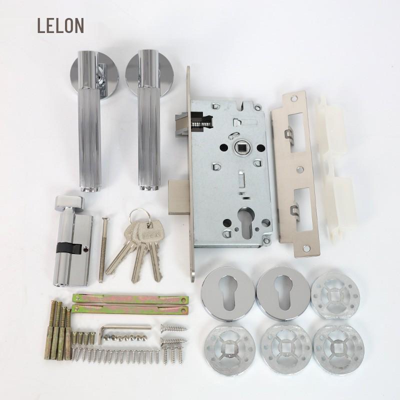 Minimalist Gold Knurled Zinc Alloy Interior Door Handle Lock