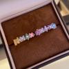 Vintage Dopamine Clover Ring French Light Luxury Color Diamond Monet Garden Strip Ring Row Ring Female