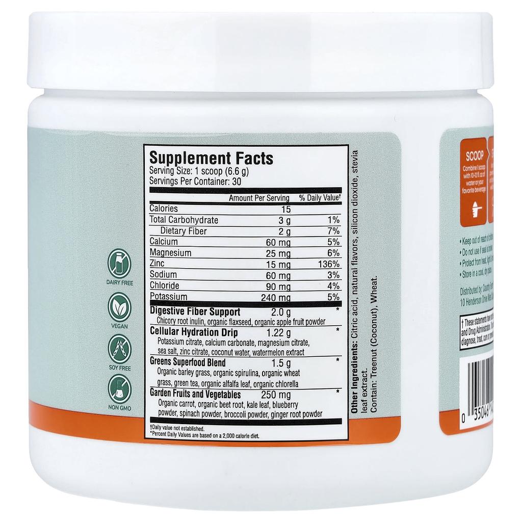 Country Farms, Refreshers, Super Greens & Electrolytes, Tropical Mango, 6.98 oz (198 g)
