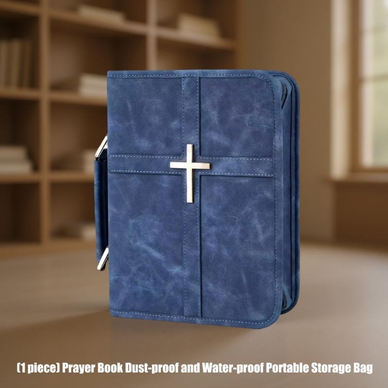 Borsa porta libro di preghiera Custodia per libro in pelle PU con chiusura completa e maniglia per il trasporto per culto, viaggi e uso domestico
