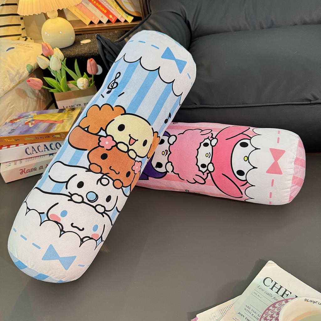 55cm Cartoon Anime Long Plushies Kuromi My Melody Cinnamoroll Japanese Style Printed Pattern Cylindrical Plush Toy Washable
