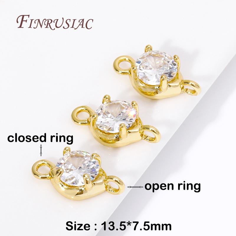 18K Gold Plated Zircon Crystal Decoration Connector Charms Accessories For Handmade DIY Women's Bracelet Earring Jewelry Making