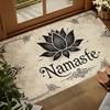 1pc, 2D Flat Namaste Lotus Flower Vintage Beige Flannel Door Mat Non Slip Yoga Spiritual Rug For Entryway Floor