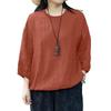 ZANZEA Women Casual Round Neck Loose Retro 3/4 Sleeve Blouse