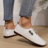 2024, pantofi uni, plat, casual, din piele moale, pentru femei vara, gură superficială, pantofi mari simpli și la modă pentru femei