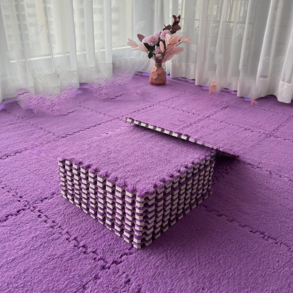 Color Blocking Design Foam Floor Tiles Plush Foam Mat Easy To Clean