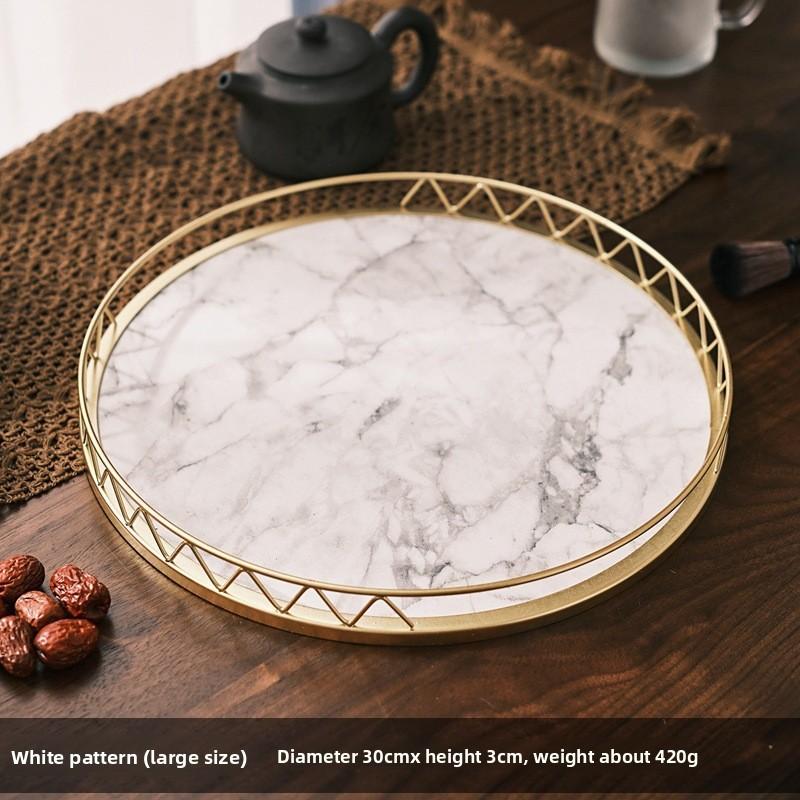 Minimalist Marble Snack Tray With Storage For Home Office And Relaxation