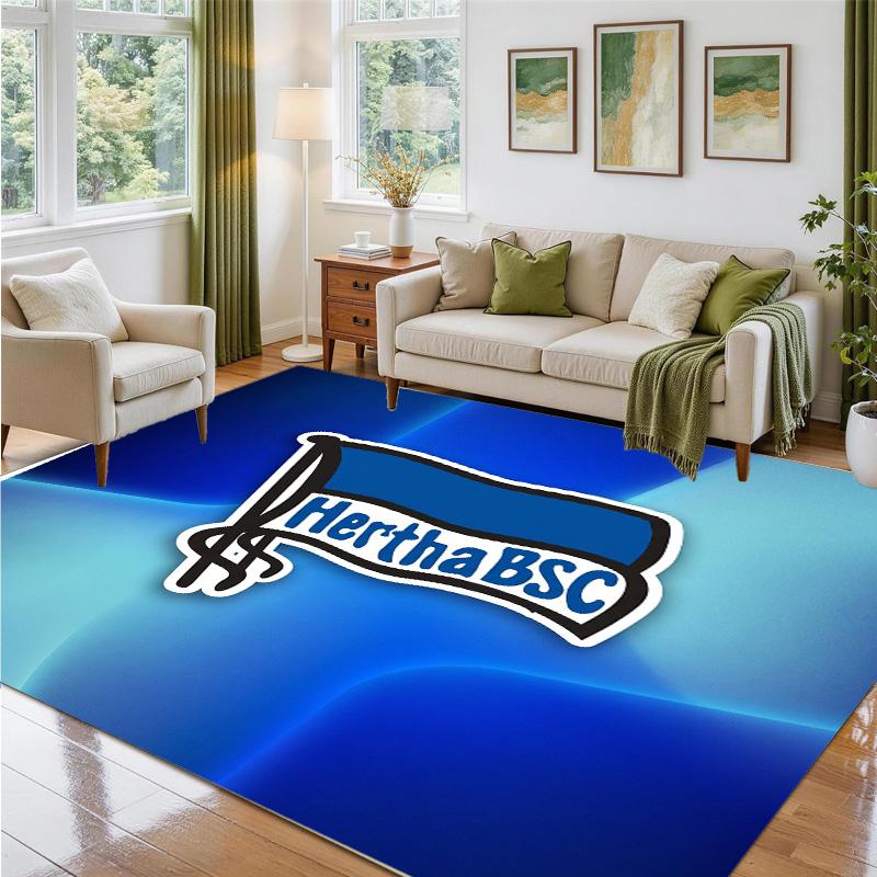 Hertha Bsc FC Design Crystal Velvet Rug Soft Decorative Mat for Bedroom Entrance