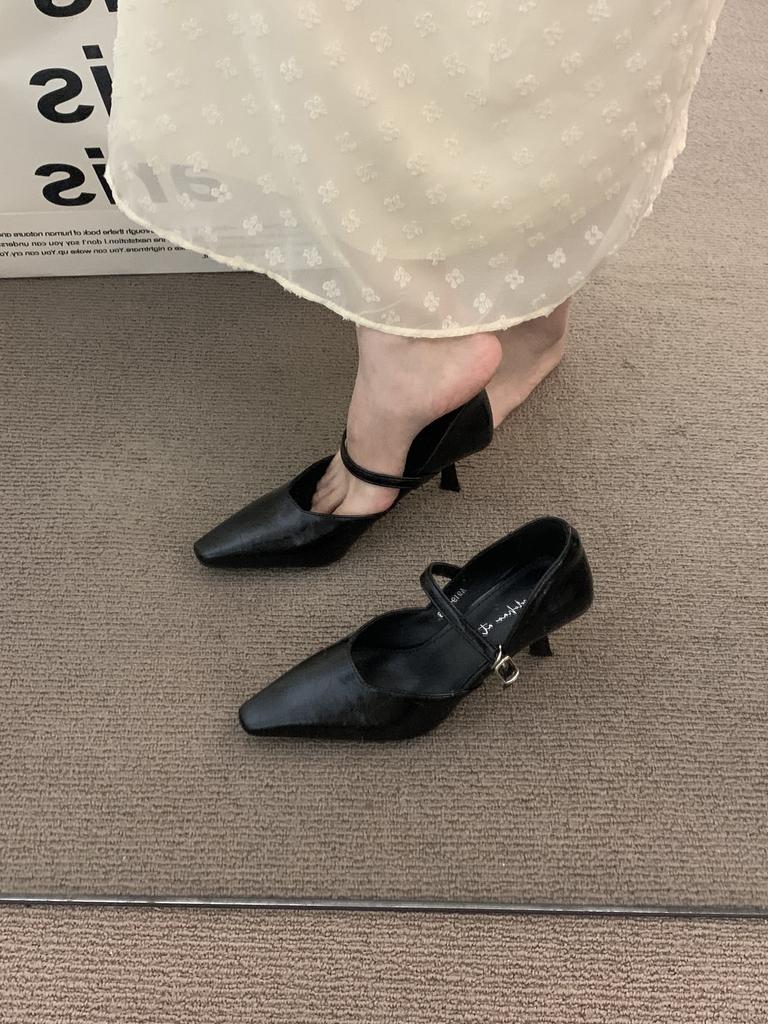 Temperament Elegant High Heels Pointed College Style Mary Jane Shoes Shallow Mouth Stiletto Beautiful