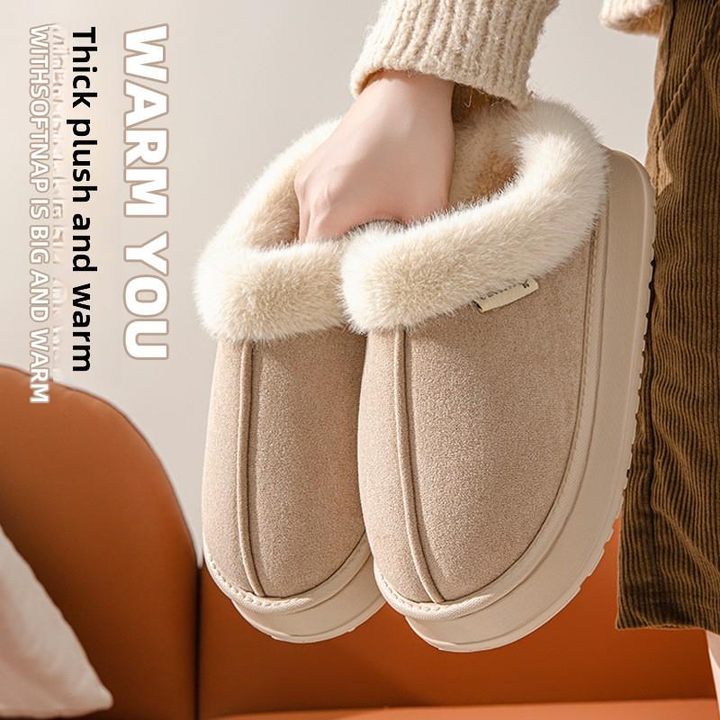 Cotton Slippers for Women, Winter Indoor Home, Thick Soled, Anti Slip, Outerwear Bag with Warm and Plush Cotton Slippers for Men