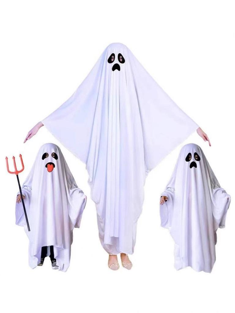 Halloween Parent-Child Ghost Costume Set with Face Mask and Cloak
