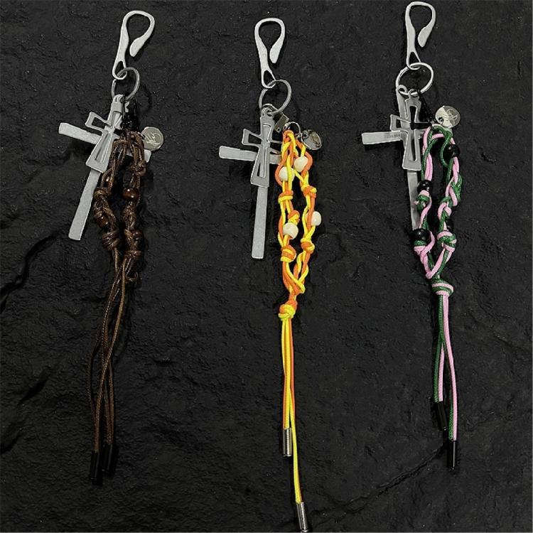 Multifunction Braided Rope Crosses Pendant for Keychain Bag Decoration Unisex Fashion Accessory Gift