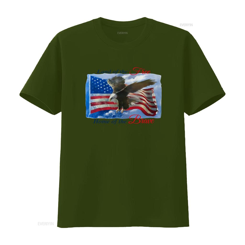 Vintage 90s Land of the Free Home Brave Eagle American Flag 4th July America White T Shirt Size L vintage Washed Soft homme