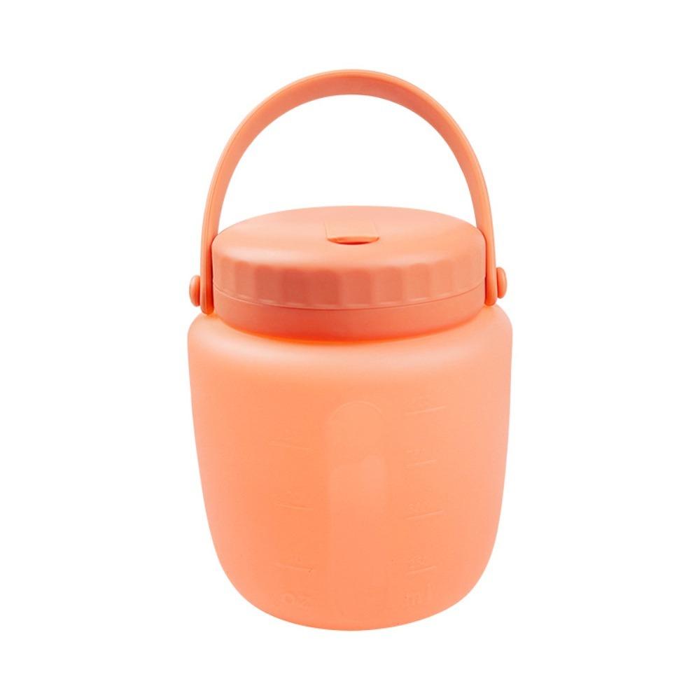 

with Handle Silicone Food Storage Containers Leak-Proof Ice Buckets Kimchi Jar Picnic 500ml оранжевый