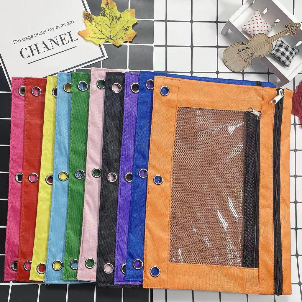 Oxford Cloth Three-Ring Binder & Pencil Case with Double Zippers