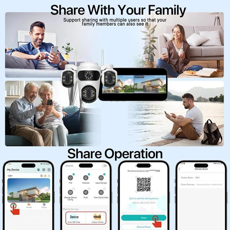 ICsee 360° Rotating WiFi Surveillance Camera with Triple-Lens, Triple-Screen, and Human Detection