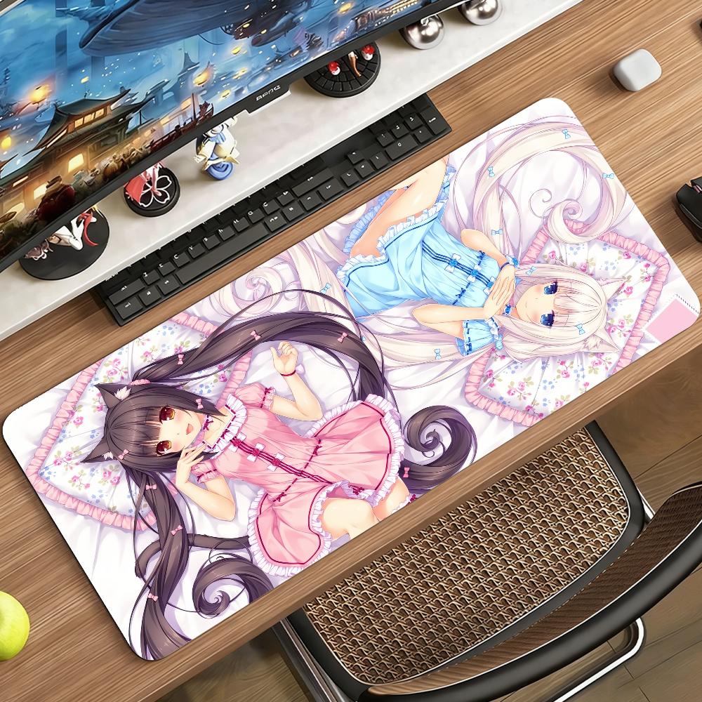 Anime N-Nekopara-N Mouse Pad Non-slip Locking Edge DeskMat PC Laptop Accessories Rubber Office Keyboard Large Game XXL carpet