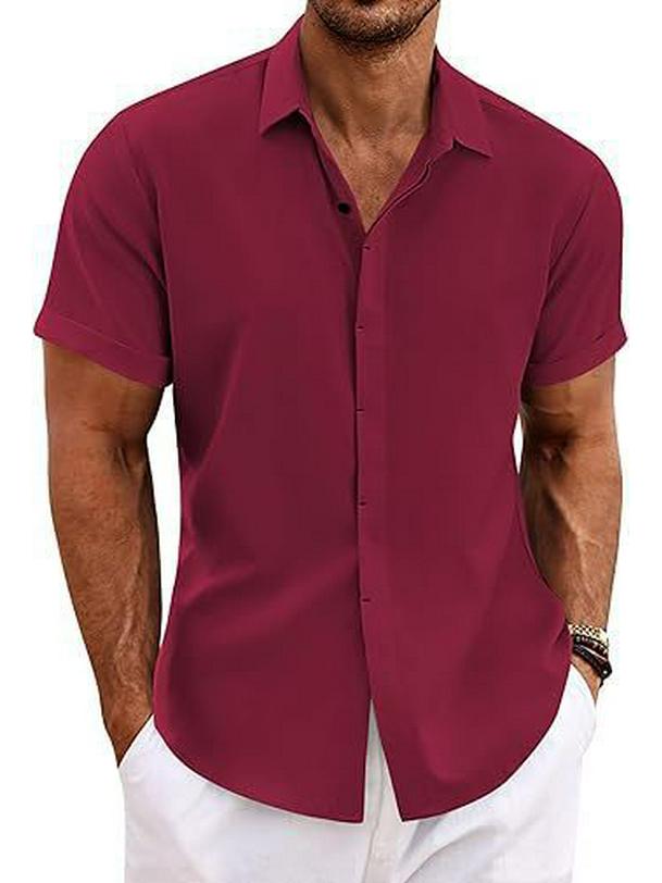 2024 Herren Freizeit Kurzarm Button-Down Strandhemd