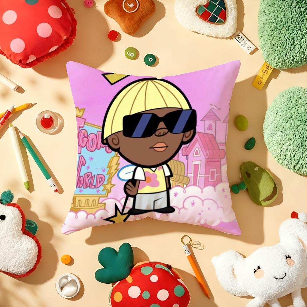 TTyler The CCreator Rapper Cushion Cover Plush Fabric Soft DoubleSided Printed Sofa Warm Winter Home Gift Pillow Cover