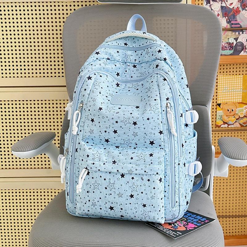 Schoolbag1011 new schoolbag female ins niche middle and high school large capacity star printed backpack female student computer bag