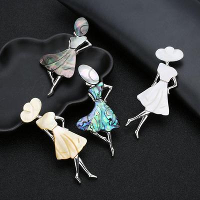 Bohemian Women Natural Mother of Pearl Abalone Shell Pendant Brooch for Dual Use Charm Jewelry Findings Making DIY Broches