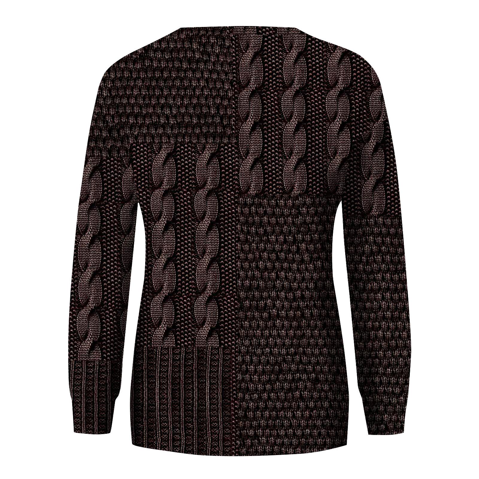 Женская мода ChristmasPrinted с длинным рукавом свободный круглый вырез толстовка Топ L — фото 4